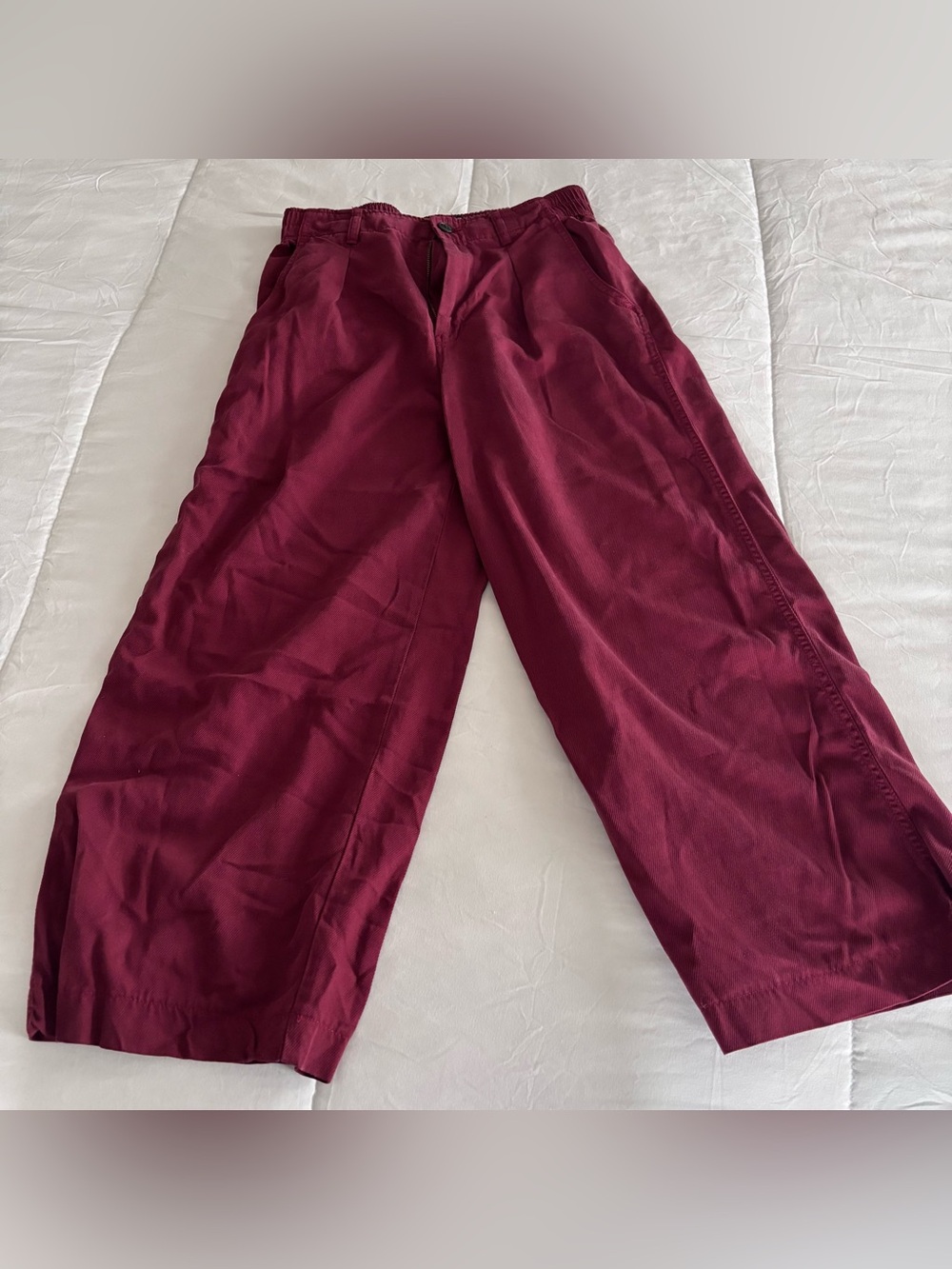 Madewell Wide Leg Burgundy Pants size 6